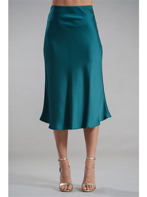Gonna in raso Nualy | I25N6170VERDE BOSCO